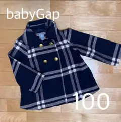ベビーギャップ babyGap ダブルボタン ネイビー チェック柄コート 100