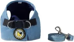 ハーネスリード セット デニム M ライトブルー 通気性 負担がない 簡単装着