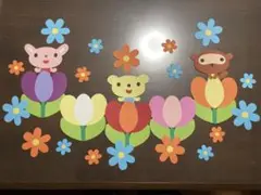 壁面飾り　春　カラフル　チューリップ　3月4月5月　春の壁面　画用紙　窓飾り