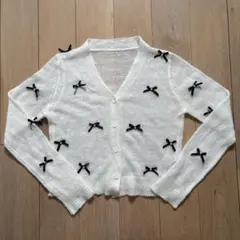 SHEIN Dazy ホワイト リボンカーディガン