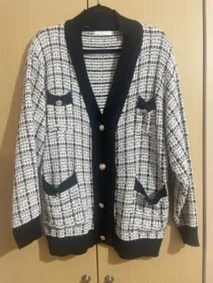 TITTY&CO. チェック柄 ニットカーディガン