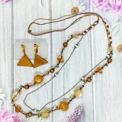 ✿匿名発送✿ネックレス&トライアングルイヤリング　レトロヴィンテージST006