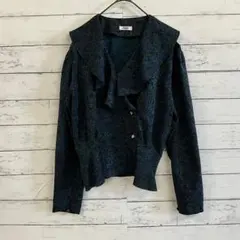 日本製 フリル襟 花柄 ブラウス レディース レトロ ヴィンテージ 緑 F✨春