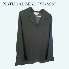 NATURAL BEAUTY BASIC スキッパーとろみブラウス ブラック Mのサムネイル