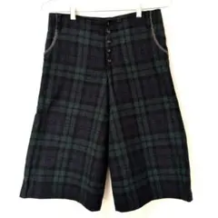 heart diary ネイビーチェック柄 キュロット ワイドパンツ