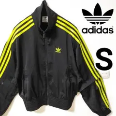 アディダス 黄 サテンファイヤーバード トラックジャケット 立襟 袖切り離し S