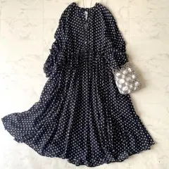 極美品✨23区 シャツワンピース ドット ロング丈 2way 大きめサイズ 44