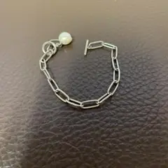 シルバー チェーンブレスレット 淡水パール付き