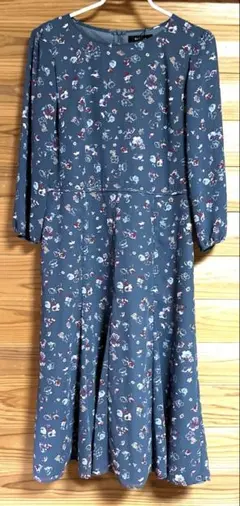 グレー 花柄 ロングワンピース 長袖 新品タグ付き