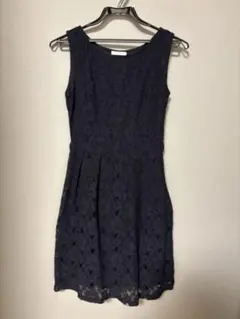 ネイビー レース ノースリーブ ワンピース