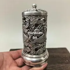 龍のレリーフ 錫製 茶筒 - メルカリ