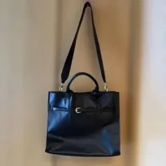 *A4収納可能 シンプル トートバッグ ブラック ビジネス リクルート