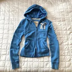 Hollister ホリスター パーカー HCO ジップアップパーカー 青 SOLD OUT】【アメリカ古着】Hollister ホリスター パッチロゴ ZIP