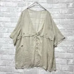 フェリシモ シアートップス ブラウス XL 大きいサイズ ベージュ レイヤードのサムネイル