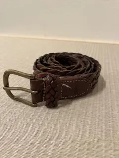 【ラルフローレン メッシュベルト 本革 編み込み ブラウン (36/90) 】