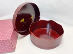 未使用 茶道具 溜塗 今日 千歳盆 茶櫃 雪月花ピンク古帛紗付き 紙箱