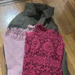オリーブグリーン長袖ジャンバー　トップス