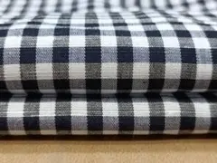 A350・綿麻混・ギンガムチェック・黒紺3ｍ・薄地