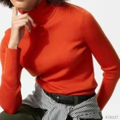 メリノリブタートルネックセーター xl