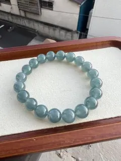 天然翡翠　グァテマラ産　本翡翠A貨　高品質純ブルー　ブレスレット　約9.5mm