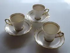大倉陶園デミタスカップ＆ソーサー 金彩 3客セット - メルカリ