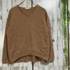 ☆イッツインターナショナル☆ニット セーター Vネック 長袖 F ブラウン