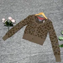 【希少】tommy girl レオパード柄 ロゴジャガード ニットカーディガン