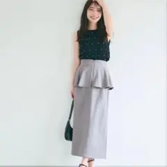 coca ぺプラムスカート　L グレー