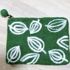 葉模様 緑色 ポーチ 和風 和柄 葉っぱ 小物入れ