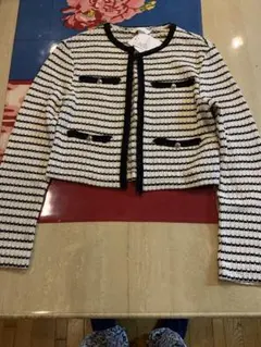 新品　H&M ストライプ ニットカーディガン 長袖