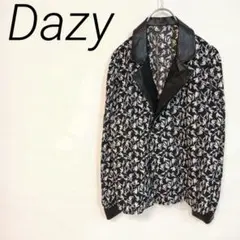 Dazy モノトーン 花柄 フェイクレザー襟 長袖 ジャケット　Ｌ　☆3511のサムネイル