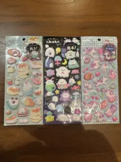 光るスイーツキャラクターシール3パック