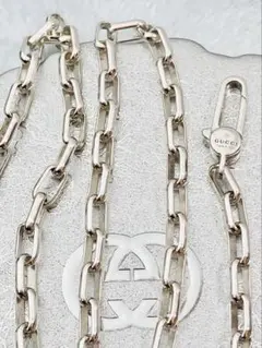 【超美品】GUCCI レクタングル チェーン ネックレス 男女兼用　SV925