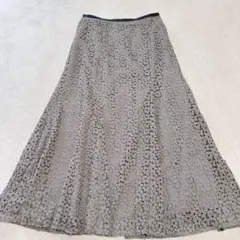 【美品】ナチュラルビューティーベーシック グレージュ レース スカート 花柄 S