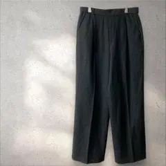 ザショップティーケー【Ｌ】ワイドパンツ 黒 ウエストゴム タック ポケット