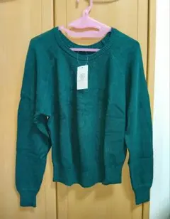 テチチ　Te chihi　グリーン　ドルマンプルオーバー　ニット M　タグ付　緑