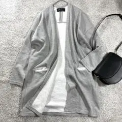 ラグアウト　ロングカーディガン　ボタンレス　綺麗めカジュアル　ゆったり　Lグレー