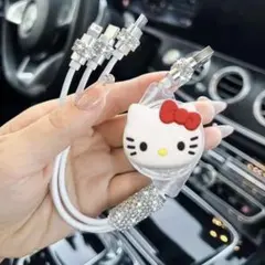 【新品！】使うと気分が上がる♪ ハローキティ 3in1充電 充電ケーブル 赤