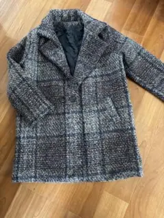 ウール混紡 チェック柄コート ダブルボタン