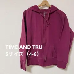 TIME AND TRU Sサイズ（4-6）パーカー 長袖 ワインレッド