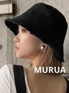MURUA ムルーア フリンジバケットハット ブラック 無地のサムネイル