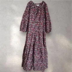 TIME AND TRU 花柄ロングワンピース XXXL 黒 赤ピンク 小花柄