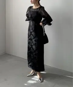 【オケージョン】ジャガードビスチェドッキングワンピース