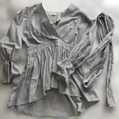 FRAY I.D ストライプ ラップシャツ カシュクール