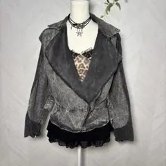 グランジy2k平成パンクロック　デニム×コーデュロイドルマンスリーブライダース