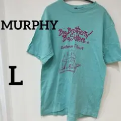 美品✨MURPHY Tシャツ 半袖 【L】綿100% ブルー ロゴ 夏服