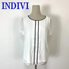 インディヴィ 半袖ブラウス 白 ホワイト リヨセル コットン 38 C3832のサムネイル