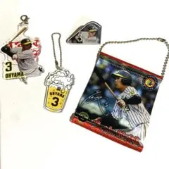 阪神タイガース　#3 大山悠輔ミニタペストリー　ピンバッジ　キーホルダー　４点