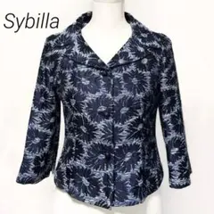 美品 シビラ 花柄 刺繍 ツイードジャケット 赤タグ 紺 M オケージョン 春夏のサムネイル