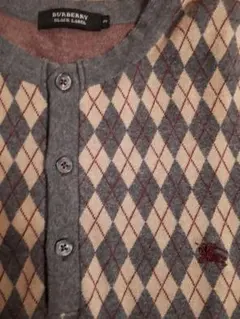 BURBERRY BLACK LABEL ダイヤモンド柄ニット　ヘンリーネック